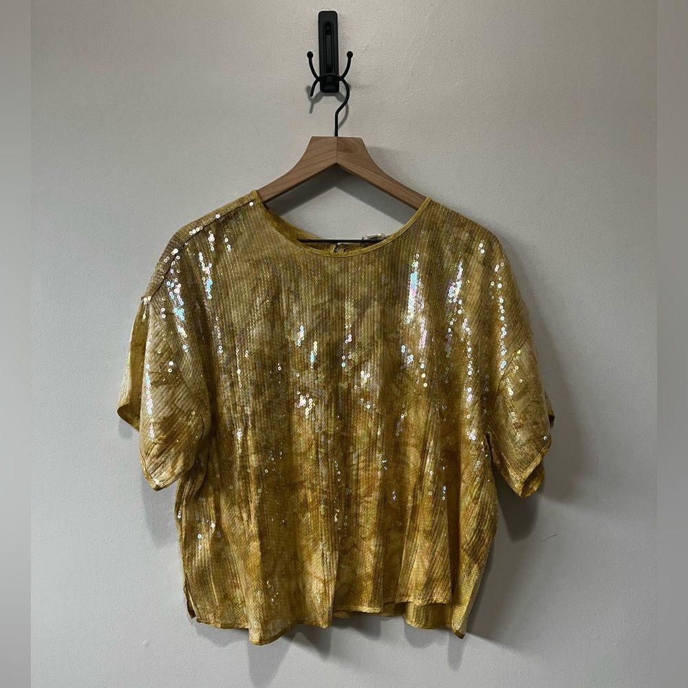 Anthropologie Pilcro Sequin Tech Top Glam Fairy L - Picture 9 of 15